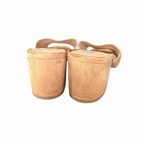 Aldo US 10 Sandals Open Toe Slip On Chunky Low Block Heel Nude Leather - Picture 8 of 10